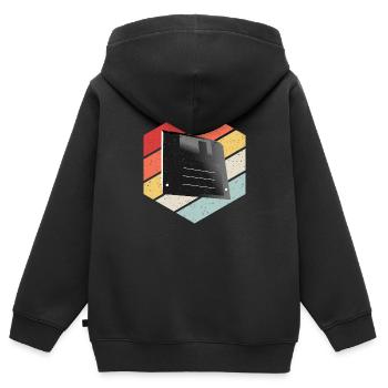 Diskette Floppy Disk - Kids Premium Organic Zip-up Hoodie - black - Back - AI Model Kid Male (0cm)