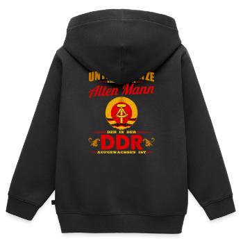 DDR Shirt Alter Mann in der DDR geboren - Kinder Premium Organic Zip Hoodie - Schwarz - Hinten - AI Model Kid Male (0cm)