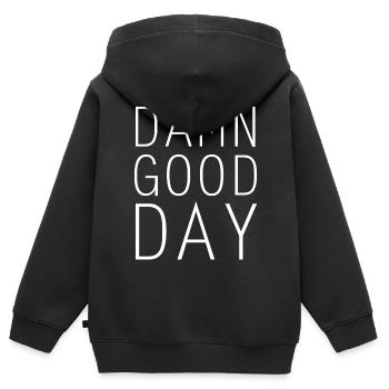 Damn good day - Sweat Premium à capuche zippé enfant bio - noir - Dos - AI Model Kid Male (0cm)
