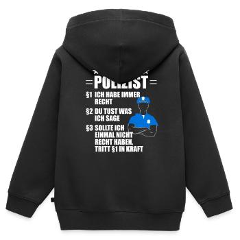 Lustiger Polizist Polizei Spruch Geschenk - Kinder Premium Organic Zip Hoodie - Schwarz - Hinten - AI Model Kid Male (0cm)