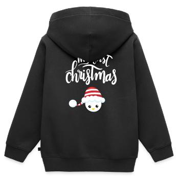 Weihnachten für Kinder Pinguin Nikolaus Geschenk - Kinder Premium Organic Zip Hoodie - Schwarz - Hinten - AI Model Kid Male (0cm)