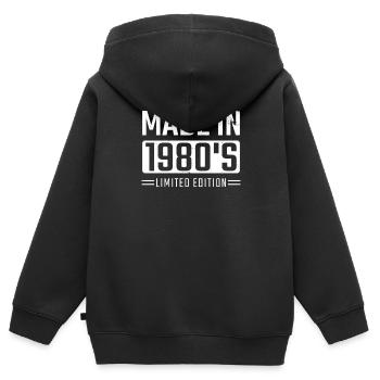 80er Jahre - Kinder Premium Organic Zip Hoodie - Schwarz - Hinten - AI Model Kid Male (0cm)