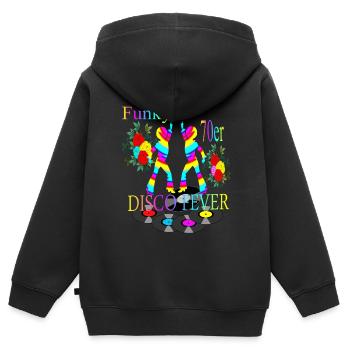 Disco Fieber 70er - Kinder Premium Organic Zip Hoodie - Schwarz - Hinten - AI Model Kid Male (0cm)