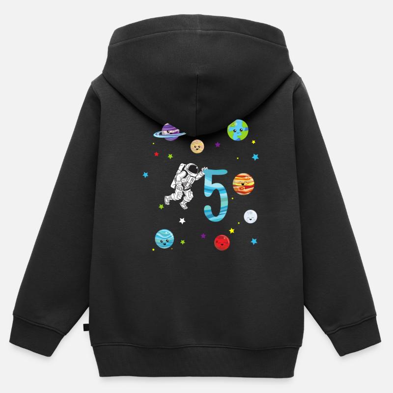 Cadeau du système solaire de l'astronaute 5e anniversaire - Sweat Premium à capuche zippé enfant bio - noir