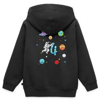 4ème cadeau du système solaire astronaute anniversaire - Sweat Premium à capuche zippé enfant bio - noir - Dos - AI Model Kid Male (0cm)