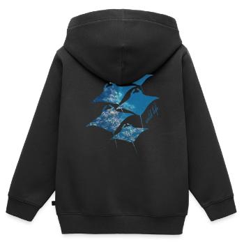 Raies Wildlife - Sweat Premium à capuche zippé enfant bio - noir - Dos - AI Model Kid Male (0cm)