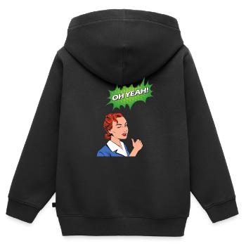 Oh Yeah Comic Comicstyle Cartoon Sprechblase Nerd - Kinder Premium Organic Zip Hoodie - Schwarz - Hinten - AI Model Kid Male (0cm)