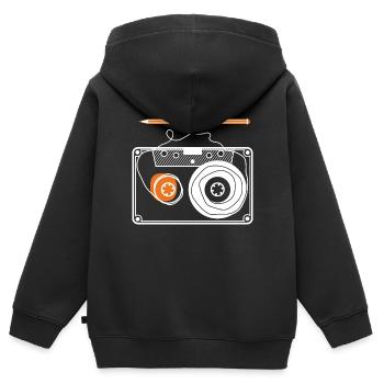 Cassette with pencil - Kids Premium Organic Zip-up Hoodie - black - Back - AI Model Kid Male (0cm)