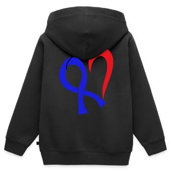 Darmkrebs Darm Krebs Blaue Schleife - Kinder Premium Organic Zip Hoodie - Schwarz - Hinten - AI Model Kid Male (0cm)