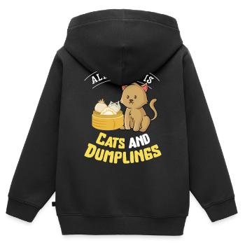 Katzen Und Dumplings - Kinder Premium Organic Zip Hoodie - Schwarz - Hinten - AI Model Kid Male (0cm)