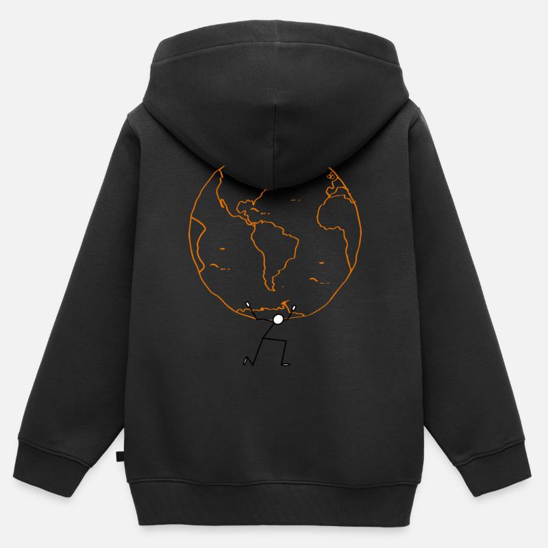 EARTH02 - Sweat Premium à capuche zippé enfant bio - noir