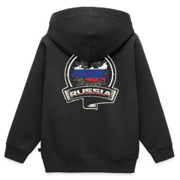 Russie - Sweat Premium à capuche zippé enfant bio - noir - Dos - AI Model Kid Male (0cm)