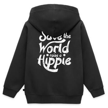 Save The World - Hippie Movement 70s - Kids Premium Organic Zip-up Hoodie - black - Back - AI Model Kid Male (0cm)
