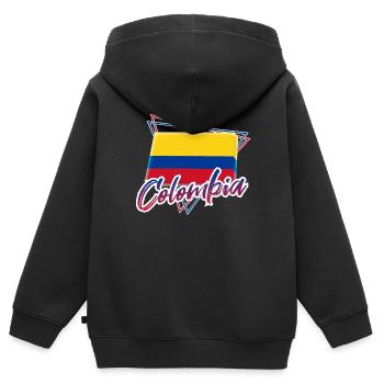 Colombie - Sweat Premium à capuche zippé enfant bio - noir - Dos - AI Model Kid Male (0cm)