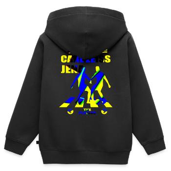 FC Carl Zeiss Jena - Kinder Premium Organic Zip Hoodie - Schwarz - Hinten - AI Model Kid Male (0cm)