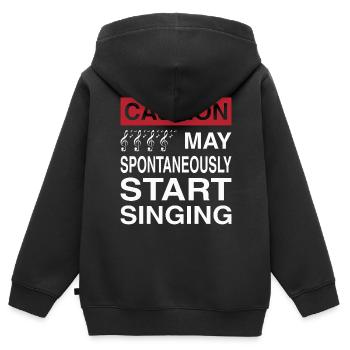 Caution May Spontaneously Start Singing Singer - Sweat Premium à capuche zippé enfant bio - noir - Dos - AI Model Kid Male (0cm)