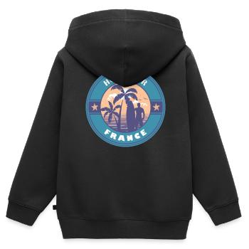 Hossegor Frankreich Sommer Surf Design - Kinder Premium Organic Zip Hoodie - Schwarz - Hinten - AI Model Kid Male (0cm)