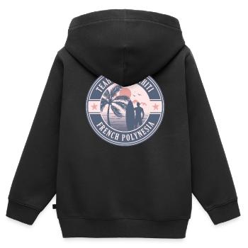 Teahupo'o Tahiti Französisch Polynesien Vintage Surfen - Kinder Premium Organic Zip Hoodie - Schwarz - Hinten - AI Model Kid Male (0cm)