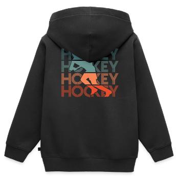 Vintage Feldhockey Spieler Hockey Hockeyspieler - Kinder Premium Organic Zip Hoodie - Schwarz - Hinten - AI Model Kid Male (0cm)