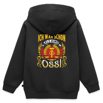 Ossi Geschenk Ostdeutschland NVA Germania Osten - Kinder Premium Organic Zip Hoodie - Schwarz - Hinten - AI Model Kid Male (0cm)