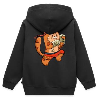Muay Thai Boxing Kitten - Kinder Premium Organic Zip Hoodie - Schwarz - Hinten - AI Model Kid Male (0cm)
