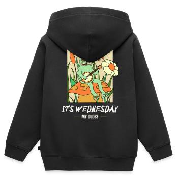 C’est mercredi mes mecs! Mème Grenouille - Sweat Premium à capuche zippé enfant bio - noir - Dos - AI Model Kid Male (0cm)