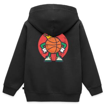 BASKETBALL DUNK SLAM DUNK COMIC TEAM KING MOTIF - Sweat Premium à capuche zippé enfant bio - noir - Dos - AI Model Kid Male (0cm)
