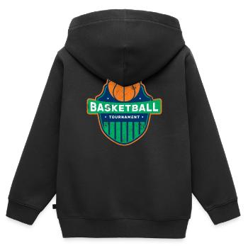 BASKETBALL DUNKING SLAM DUNK TOURNAMENT TEAM MOTIF - Sweat Premium à capuche zippé enfant bio - noir - Dos - AI Model Kid Male (0cm)
