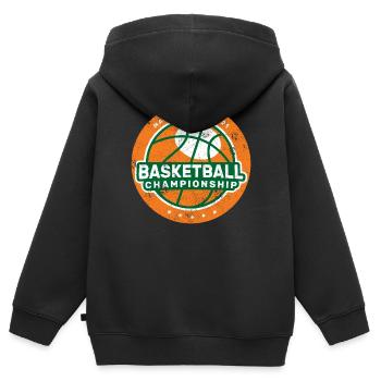 BASKETBALL DUNKING SLAM DUNK TEAM CHAMPION MOTIF - Sweat Premium à capuche zippé enfant bio - noir - Dos - AI Model Kid Male (0cm)