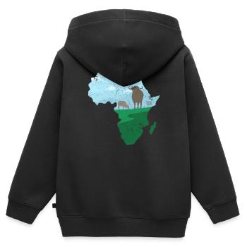 SÜDAFRIKA SÜDEN TIEREN NATUR LEBEN MUSIK MOTIV - Kinder Premium Organic Zip Hoodie - Schwarz - Hinten - AI Model Kid Male (0cm)