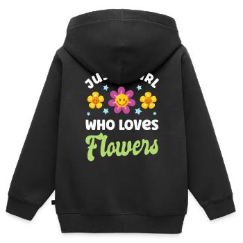 Blume Blumen - Kinder Premium Organic Zip Hoodie - Schwarz - Hinten - AI Model Kid Male (0cm)