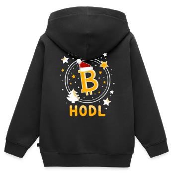 Bitcoin zu Weihnachten Hoho Hodl BTC - Kinder Premium Organic Zip Hoodie - Schwarz - Hinten - AI Model Kid Male (0cm)