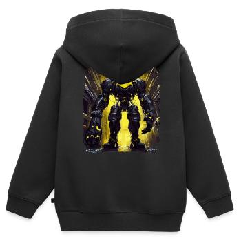 Futuriste Cyberpunk Mech Warrior Sci Fi Robot - Sweat Premium à capuche zippé enfant bio - noir - Dos - AI Model Kid Male (0cm)