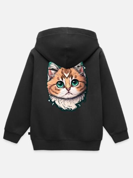 Altmodische Katze - Premium børne zip-hættetrøje økologisk - sort
