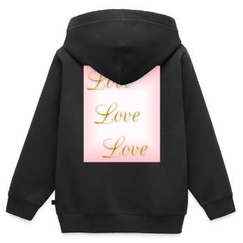 Liebe - Selbstliebe - wahre Liebe - Kinder Premium Organic Zip Hoodie - Schwarz - Hinten - AI Model Kid Male (0cm)