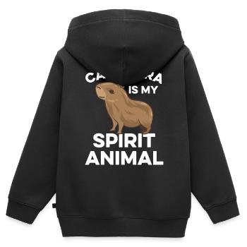 Capybara Zootier Design - Kinder Premium Organic Zip Hoodie - Schwarz - Hinten - AI Model Kid Male (0cm)