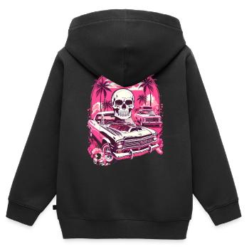 Classic Car und Totenkopf - Kinder Premium Organic Zip Hoodie - Schwarz - Hinten - AI Model Kid Male (0cm)