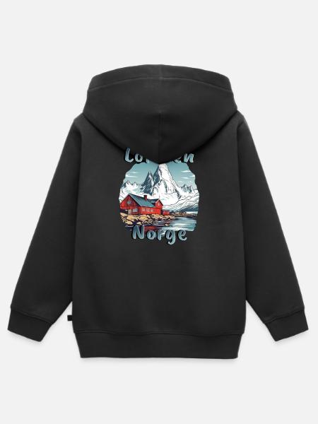 Lofoten Norwegen Naturparadies - Hoodie Premium med dragkedja barn ekologisk - svart