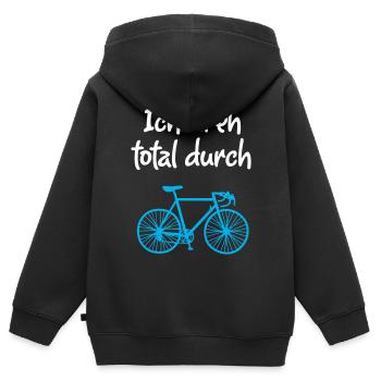 Roue Vélo Vélo De Route Climat Environnement Hobby - Sweat Premium à capuche zippé enfant bio - noir - Dos - AI Model Kid Male (0cm)