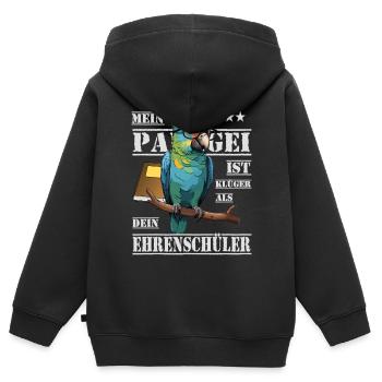 Mein Papagei ist Klüger... - Kinder Premium Organic Zip Hoodie - Schwarz - Hinten - AI Model Kid Male (0cm)