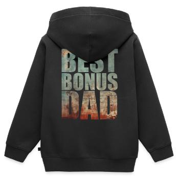 Meilleur Papa Bonus - Sweat Premium à capuche zippé enfant bio - noir - Dos - AI Model Kid Male (0cm)