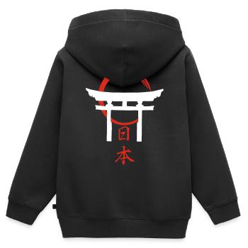 Torii Gate (White) - Kids Premium Organic Zip-up Hoodie - black - Back - AI Model Kid Male (0cm)