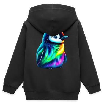 Aurora Borealis Pinguin - Kinder Premium Organic Zip Hoodie - Schwarz - Hinten - AI Model Kid Male (0cm)