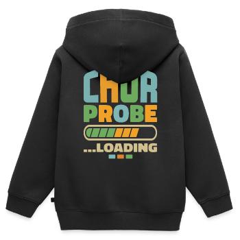"Chorprobe loading" Chor Chorsänger Singen Musik - Kinder Premium Organic Zip Hoodie - Schwarz - Hinten - AI Model Kid Male (0cm)