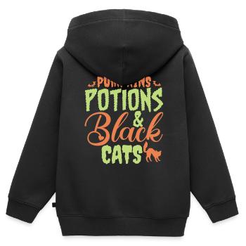 Halloween - Katzen und Zaubertränke - Kinder Premium Organic Zip Hoodie - Schwarz - Hinten - AI Model Kid Male (0cm)