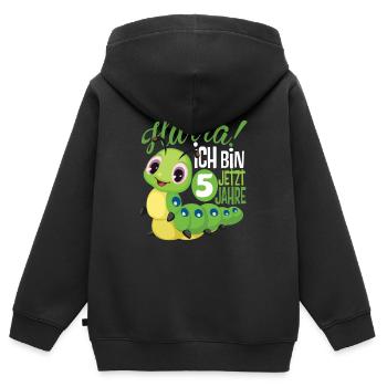 Lustige Raupe 5 Geburtstag Kinder T-Shirt 5 Jahre - Kinder Premium Organic Zip Hoodie - Schwarz - Hinten - AI Model Kid Male (0cm)