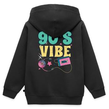 90er Jahre - Kinder Premium Organic Zip Hoodie - Schwarz - Hinten - AI Model Kid Male (0cm)
