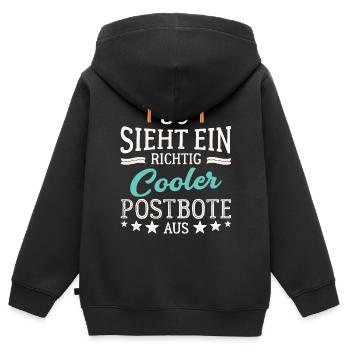 So sieht ein richtig cooler Postbote aus Kurier - Kinder Premium Organic Zip Hoodie - Schwarz - Hinten - AI Model Kid Male (0cm)