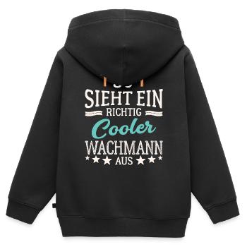 So sieht ein richtig cooler Wachmann aus Türsteher - Kinder Premium Organic Zip Hoodie - Schwarz - Hinten - AI Model Kid Male (0cm)