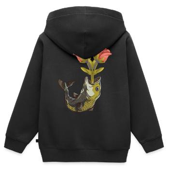 Fisch Fische Geburtstag Valentin Romantik - Kinder Premium Organic Zip Hoodie - Schwarz - Hinten - AI Model Kid Male (0cm)